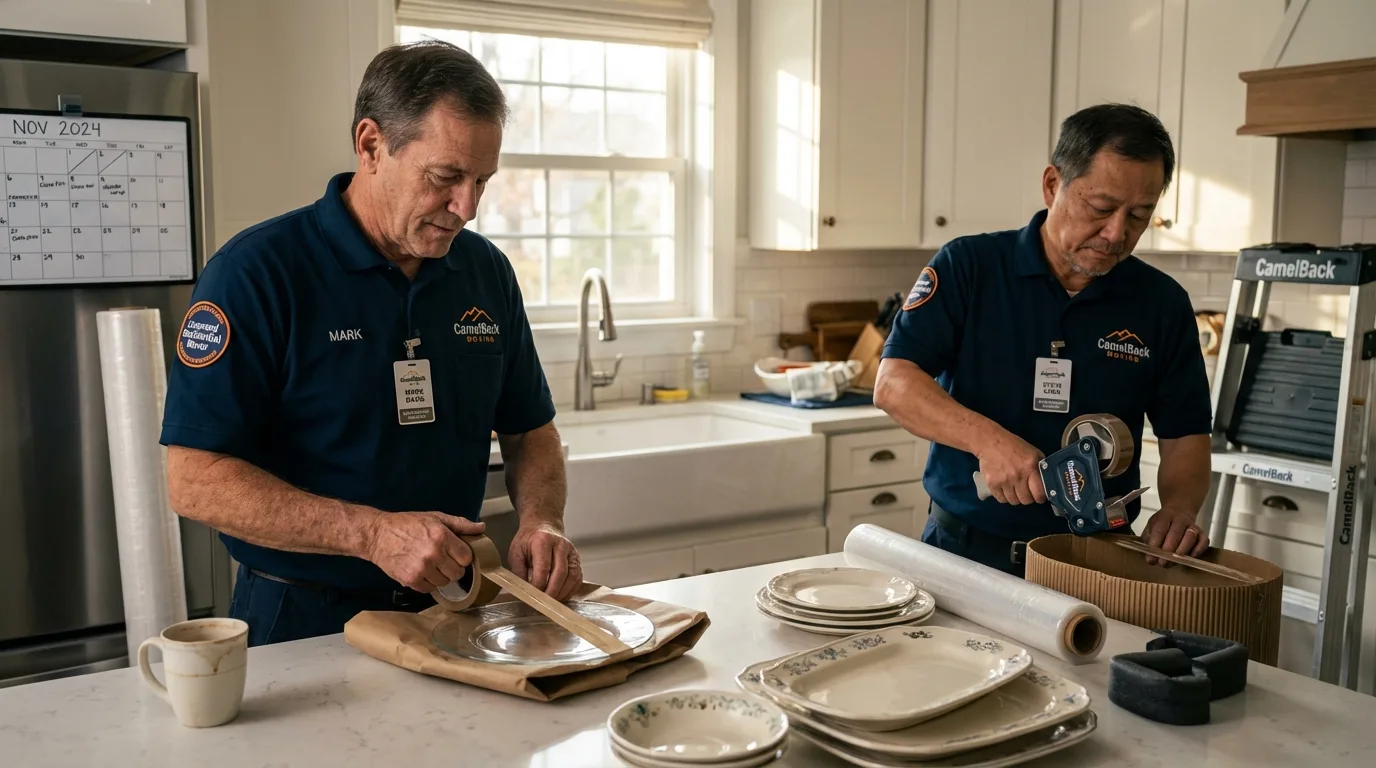 Professional crew packing kitchen dishware in Prairie Grove, AR